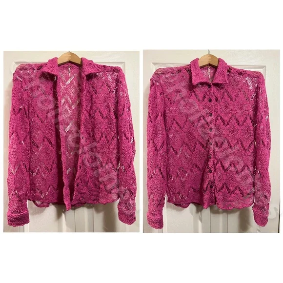 Free People NWOT Until Sundown Lace Button Down Shirt S - Picture 9 of 15